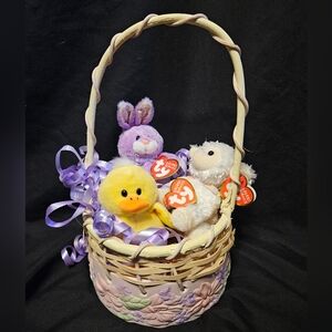 TY Beanie Babies 2010 Easter Basket Beanies Bloom Puddles Fleecia Stuffed Animal